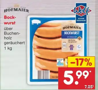 Netto Marken-Discount HOFMAIER Bockwurst 1kg Angebot