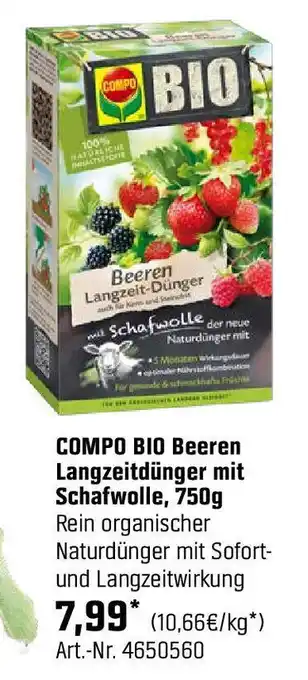 OBI COMPO BIO Beeren Langzeitdünger mit Schafwolle, 750g Angebot