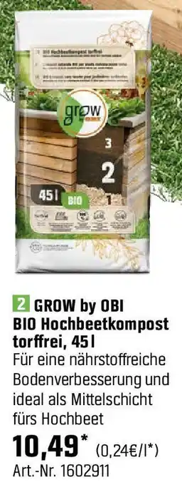 OBI GROW by OBI BIO Hochbeetkompost torffrei, 45L Angebot