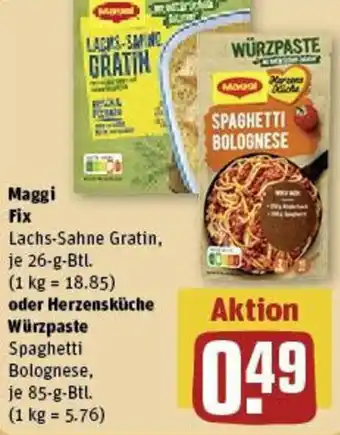 REWE Maggi Fix 26 g oder Herzensküche Würzpaste 85 g Btl. Angebot