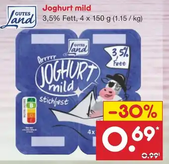 Netto Marken-Discount GUTES Land Joghurt mild 4*150g Angebot