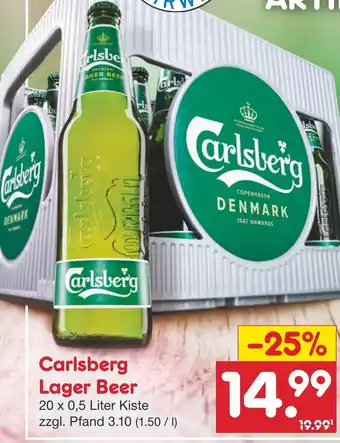 Netto Marken-Discount Carlsberg Lager Beer 20 x 0,5 Liter Kiste Angebot