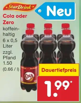 Netto Marken-Discount StarDrink Cola oder Zero koffein- haltig 6 x 0,5 Liter Angebot