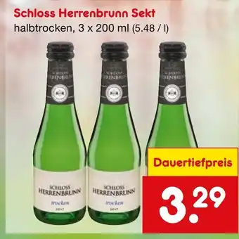 Netto Marken-Discount Schloss Herrenbrunn Sekt halbtrocken, 3 x 200 ml Angebot