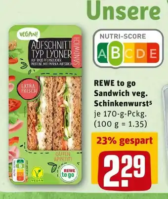 REWE Rewe to go sandwich veg. schinkenwurst Angebot