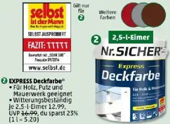 PENNY Nr. SICHER Express Deckfarbe 2,5 L Eimer Angebot