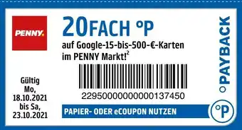 PENNY Payback 20fach °p Angebot