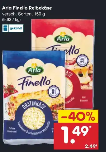 Netto Marken-Discount Arla Finello Reibekäse versch. Sorten, 150 g Angebot