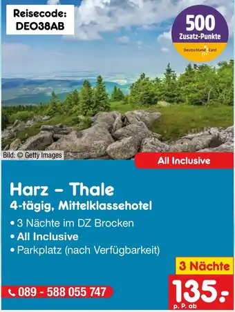 Netto Marken-Discount Harz - Thale 4-tägig, Mittelklassehotel Angebot