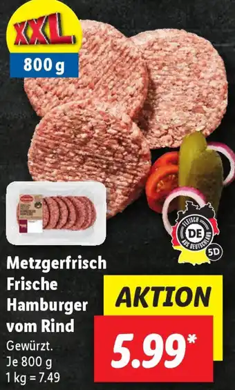 Lidl Metzgerfrisch Frische Hamburger vom Rind 800 g Angebot