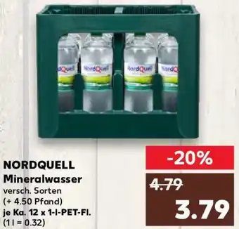 Kaufland NORDQUELL Mineralwasser Ka. 12 x 1-I-PET-FI. Angebot