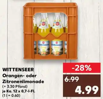 Kaufland WITTENSEER Orangen oder Zitronenlimonade Ka. 12x0,7 L-Fl. Angebot
