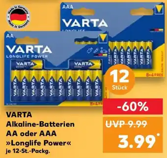 Kaufland VARTA Alkaline-Batterien AA oder AAA ,,Longlife Power" 12 Stück Angebot