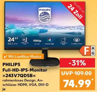 Kaufland PHILIPS Full-HD-IPS-Monitor 243V7QDSB Angebot