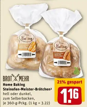 REWE Brot & mehr home baking steinofen-meister-brötchen Angebot