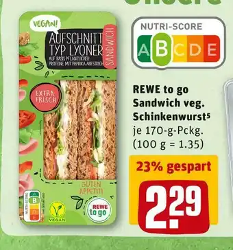 REWE Rewe to go sandwich veg. schinkenwurst Angebot