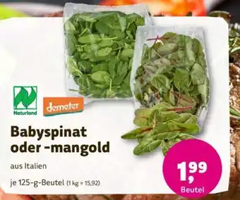 Denns BioMarkt Babyspinat oder -mangold je 125-g-Beutel Angebot