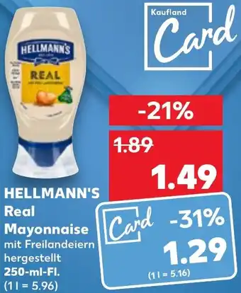 Kaufland HELLMANN'S Real Mayonnaise 250 ml Fl. Angebot