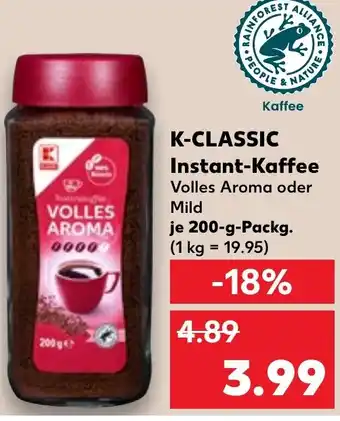 Kaufland K-CLASSIC Instant-Kaffee 200 g Packg. Angebot