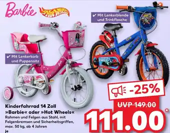 Kaufland Barbie oder Hot Wheels Kinderfahrrad 14 Zoll Angebot