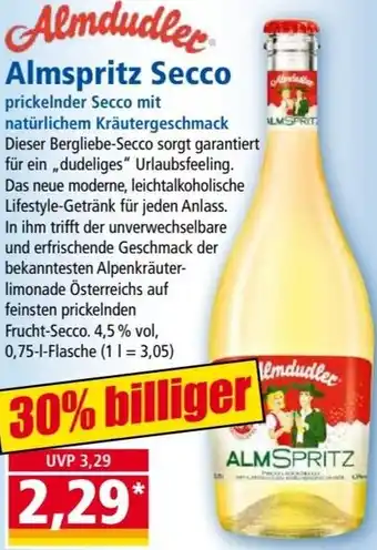 Norma Almdudler Almspritz Secco 0,75 L Flasche Angebot