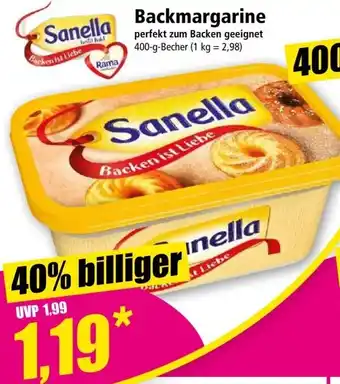 Norma Sanella Backmargarine 400 g Becher Angebot