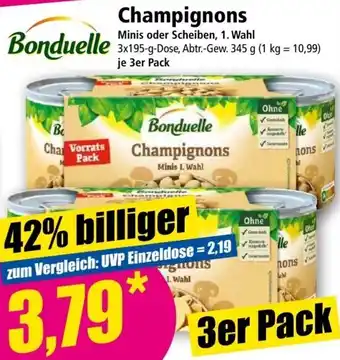 Norma Bonduelle Champignons 3x195 g Dose Angebot