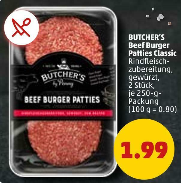 Butcher’s beef burger patties classic Angebot bei PENNY