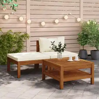 ManoMano Bonnevie - 3-tlg. Garten-Lounge-Set,Gartenmöbel-Set mit Cremeweißen Kissen Akazienholz vidaXL Angebot