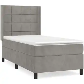 ManoMano Maisonchic - Bettgestell mit Matratze,Betten für Erwachsene,Boxspringbett,Schlafzimmerbett Hellgrau 100x200 cm Samt -Maison 6 Angebot