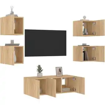 ManoMano Bonnevie - 6-tlg. Wohnwand mit LED-Beleuchtung Sonoma-Eiche Holzwerkstoff vidaXL672610 Angebot