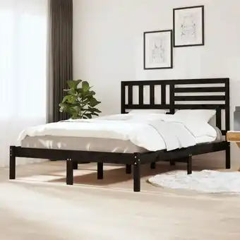 ManoMano Maisonchic - Massivholzbett,Schlafzimmerbett,Doppelbett,Bett für Jugendliche,Erwachsene, ältere Menschen Schwarz Kiefer 140x2 Angebot