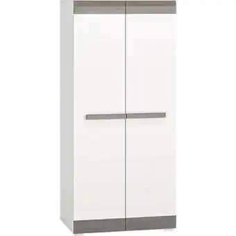 ManoMano Lomadox - Kleiderschrank in Schneekiefer Nb. mit Absetzungen in Grau BENEVENTO-131, b/h/t ca. 92/202/65 cm - grau Angebot