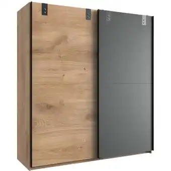 ManoMano Lomadox - Kleiderschrank mit Schwebetüren EVERTON-43 in Plankeneiche und Graphit, b x h x t ca. 180 x 198 x 64cm - braun Angebot