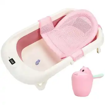 ManoMano Hengda - Baby Badewanne Reisebadewanne Babywanne Ergonomische Faltbare mit Thermometer - rosa Angebot