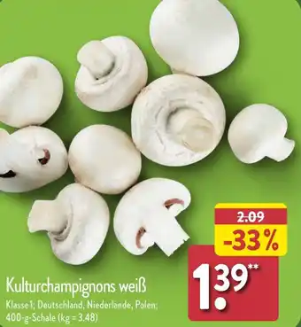 Aldi Nord Kulturchampignons weiß 400 g Schale Angebot