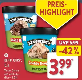 Aldi Nord BEN & JERRY'S Eis 465 ml Becher Angebot