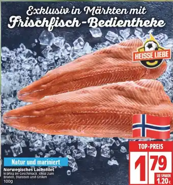 Edeka Natur und mariniert Norwegisches Lachsfilet 100g Angebot