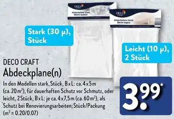 Aldi Nord DECO CRAFT Abdeckplane(n) Angebot