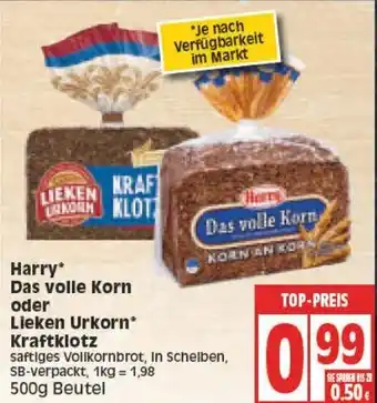 Edeka Harry Das volle Korn oder Lieken Urkorn Kraftlotz 500g Beutel Angebot