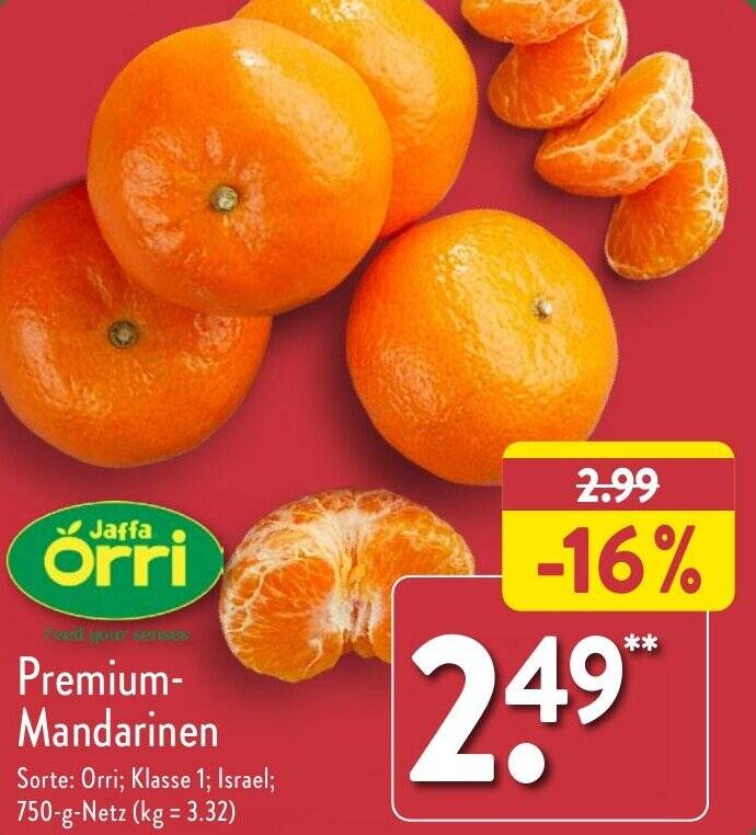Jaffa Orri Premium Mandarinen 750 g Netz Angebot bei Aldi Nord