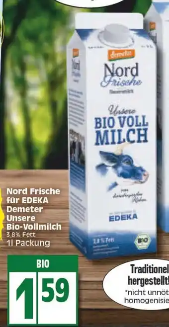 Edeka Nord Frische für Edeka Demeter Unsere Bio Vollmilch 1L Angebot