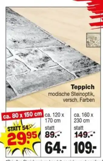 Repo Markt Teppich modische Steinoptik 80*150 Angebot