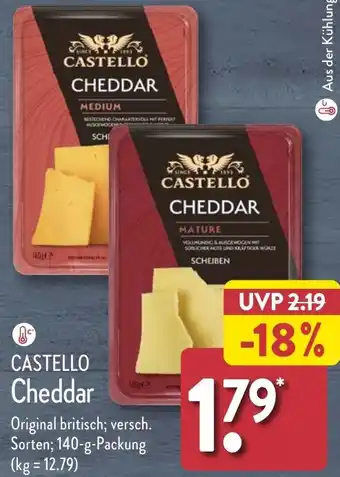 Aldi Nord CASTELLO Cheddar 140 g Packung Angebot