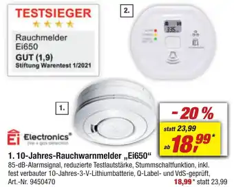 toom Baumarkt Ei Electronics 1. 10-Jahres-Rauchwarnmelder „,Ei650" Angebot