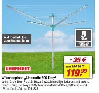 toom Baumarkt LEIFHEIT Wäschespinne "Linomatic 500 Easy" Angebot