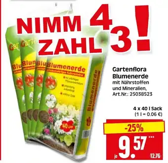 Herkules Baumarkt Gartenflora Blumenerde mit Nährstoffen und Mineralien, 4*40L Angebot