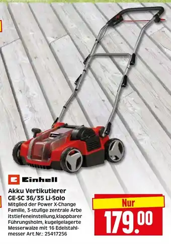 Herkules Baumarkt Einhell Akku Vertikutierer GE-SC 36/35 Li-Solo Angebot