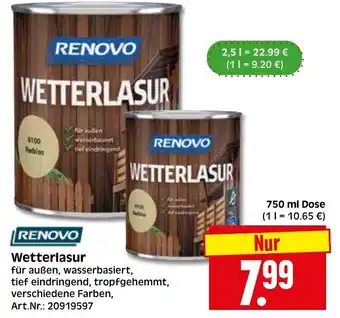 Herkules Baumarkt RENOVO Wetterlasur 750ml Angebot