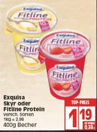 Edeka Exquisa Skyr oder Fitline Protein 400g Becher Angebot